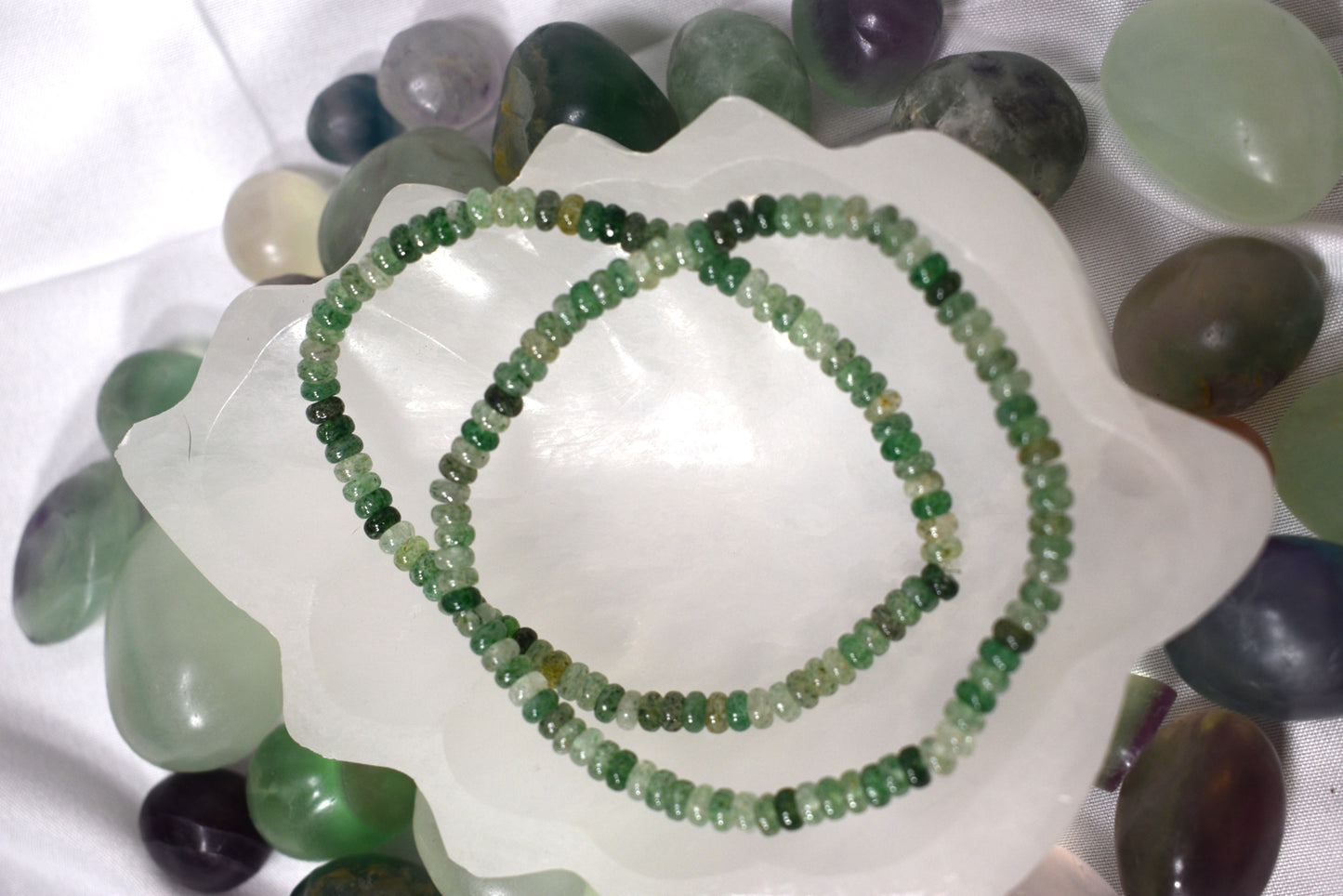 4mm Crystal Green Strawberry Quartz Abacus Bead Bracelet