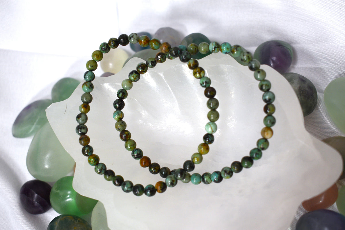 4mm African Turquoise Crystal Bead Bracelet