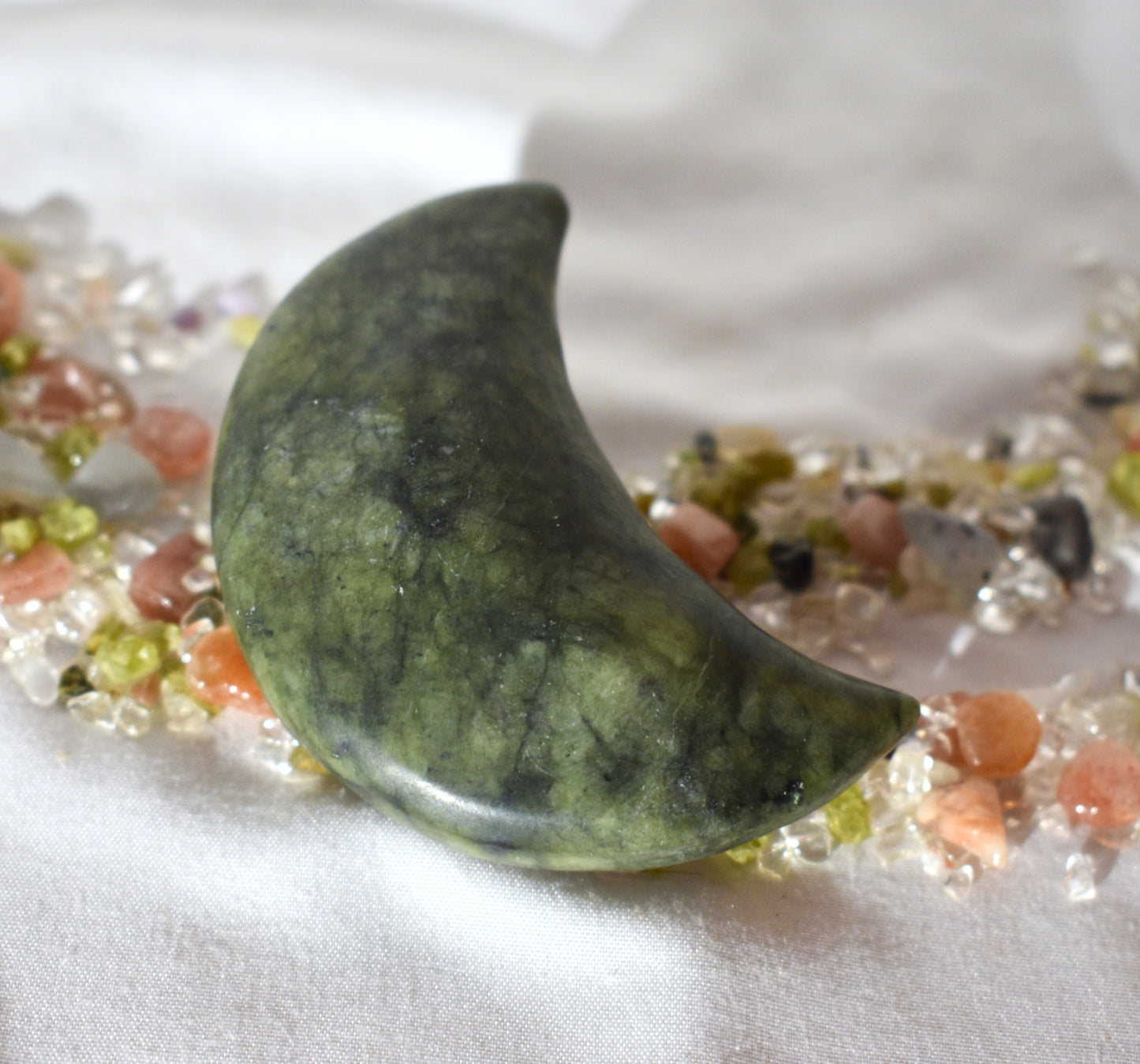 Green Jade Moon Carving