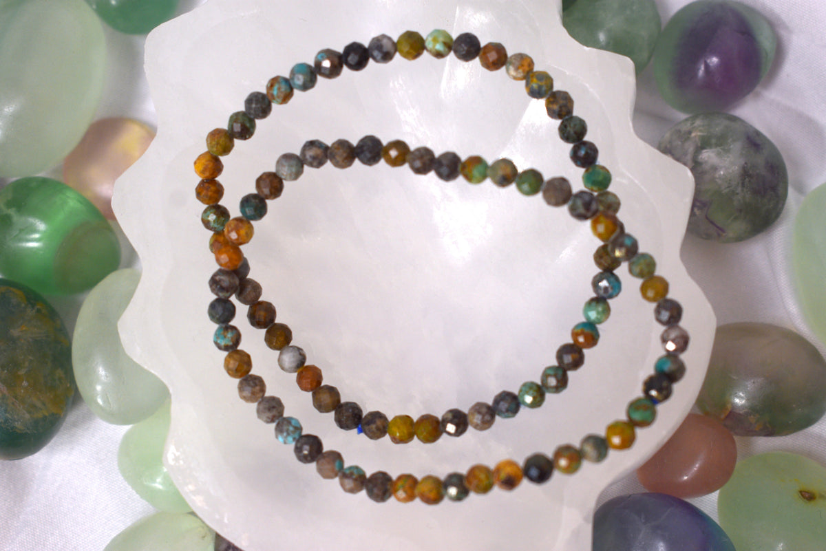4mm Faceted Hubei Turquoise Crystal Bead Bracelet