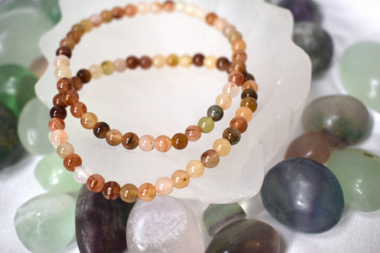 4mm Red Garden Quartz Bead Bracelet