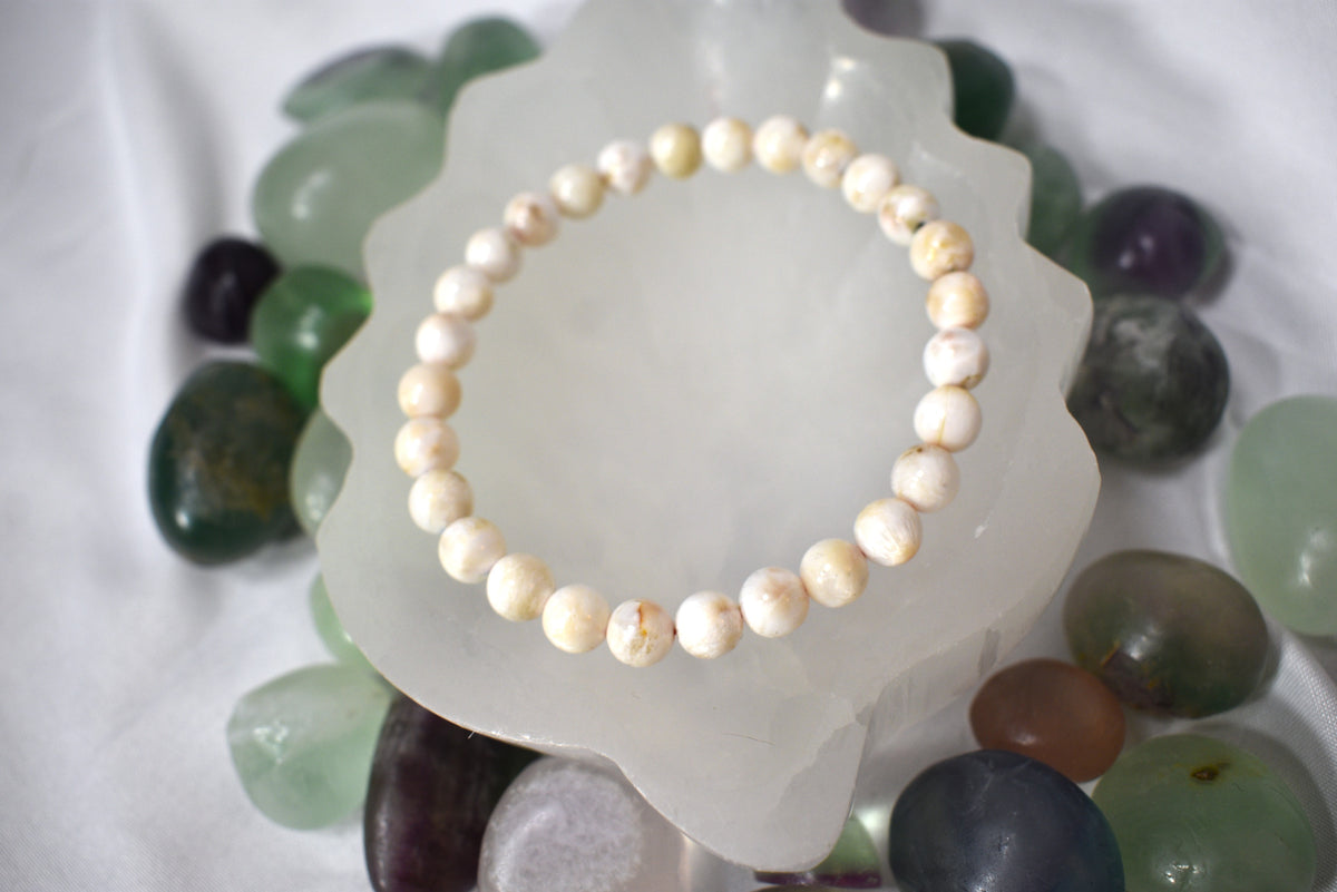 6mm Pink Larimar Crystal Bead Bracelet