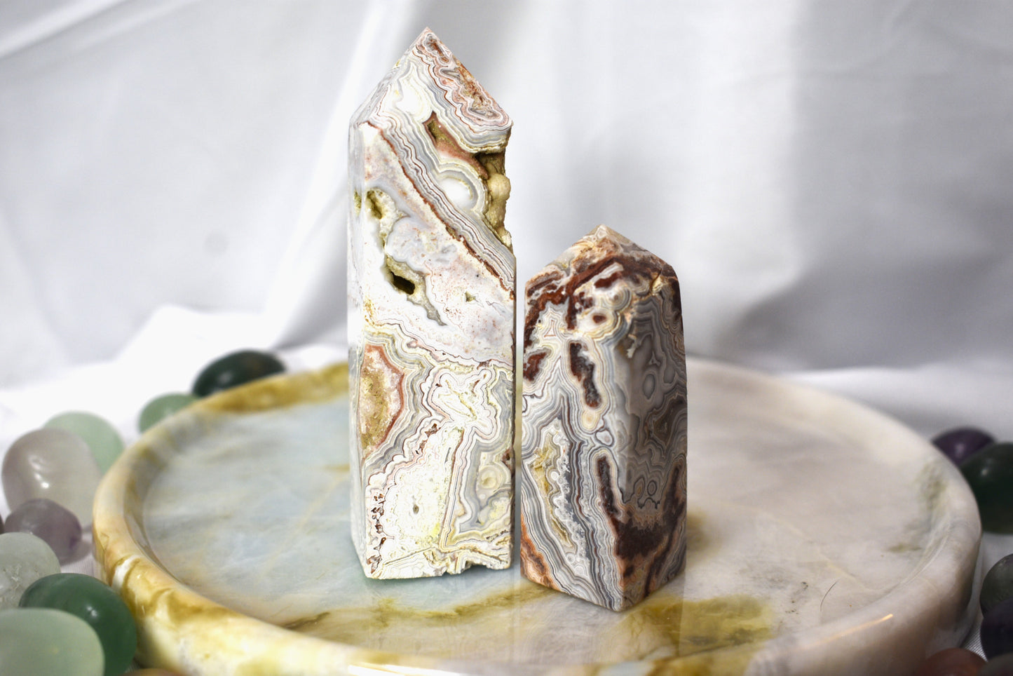 Mexican White Lace Agate Point Crystal