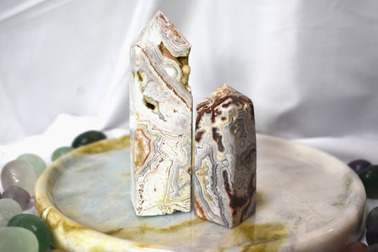 Mexican White Lace Agate Point Crystal